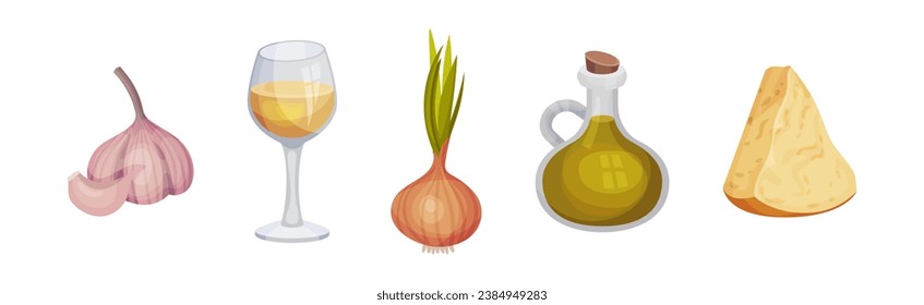 Mushroom Risotto Cooking and Culinary Ingredients Vector Set