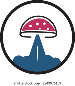 Plantilla de diseño de logotipo para el concepto de cohete hongo
