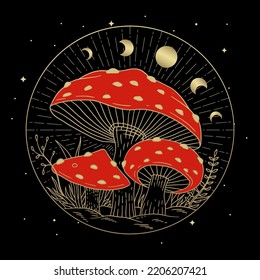 Mushroom Russula aurea with moon phase