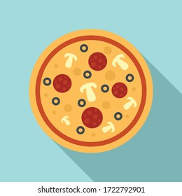 Mushroom sauce pizza icon. Flat illustration of mushroom sauce pizza vector icon for web design