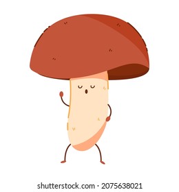 Сute mushroom says. Vector Illustration.Simple Icon.Isolated White Background.