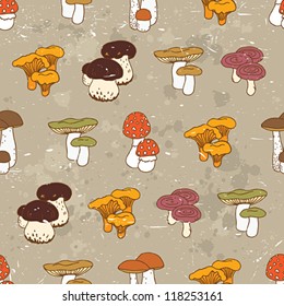 Mushroom seamless pattern