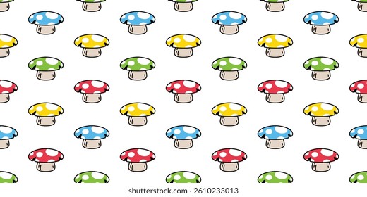 mushroom seamless pattern cartoon doodle vector vegetable fruit plant scarf isolated tile wallpaper gift wrapping paper repeat background textile illustration doodle design