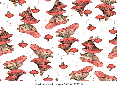 mushroom seamless pattern design nature textile