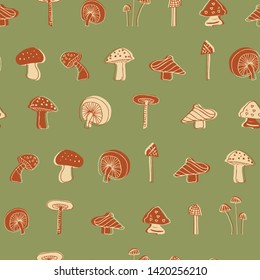 mushroom seamless pattern design. Perfect for restaurants, menu or packaging