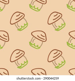 Mushroom Seamless Pattern Kid's Style Hand Drawn
