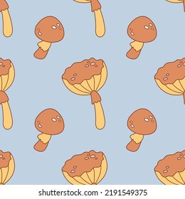 Mushroom seamless pattern. Magic wonderful mushroom backdrop. Vector illustration.