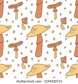 Mushroom seamless pattern. Magic wonderful mushroom backdrop. Vector illustration.