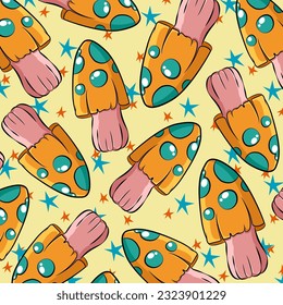 Mushroom seamless pattern. poisonous mushroom. Mushroom background for fabric design, textile print, wrapping paper, cover. Vector illustration.