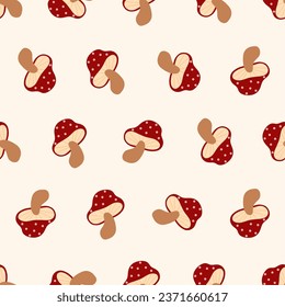 Mushroom seamless pattern. Suitable for backgrounds, wallpapers, fabrics, textiles, wrapping papers, printed materials, and many more.