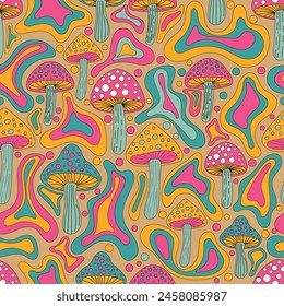 Mushroom seamless pattern suitable for wallpaper, fabric, cover, background, etc