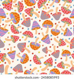 Mushroom seamless pattern suitable for wallpaper, fabric, cover, background, etc