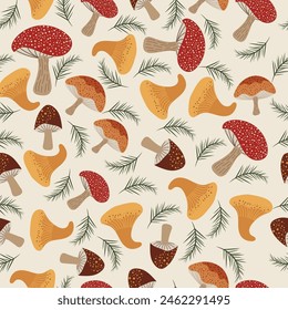 Mushroom seamless pattern suitable for wallpaper, fabric, cover, background, etc
