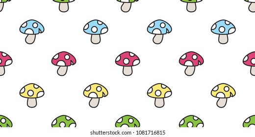 mushroom seamless pattern vector scarf isolated background wallpaper cartoon