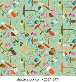 Mushroom Seamless Vector Flat Design Background