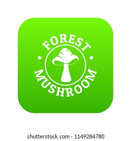 Mushroom season icon green vector isolated on white background
