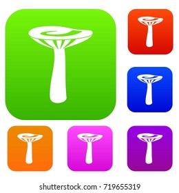Mushroom set icon color in flat style isolated on white. Collection sings vector illustration