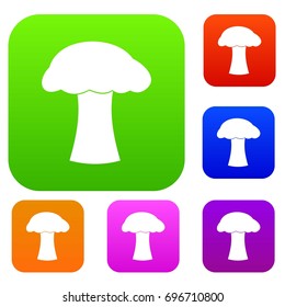 Mushroom set icon in different colors isolated vector illustration. Premium collection