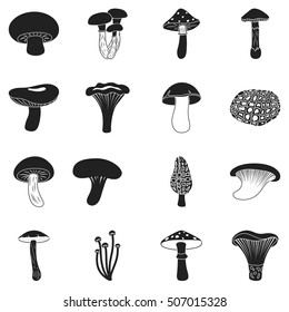 Mushroom set icons in black style. Big collection mushroom vector symbol stock