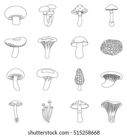 Mushroom set icons in outline style. Big collection of mushroom vector symbol stock illustration