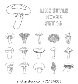 Mushroom set icons in outline style. Big collection of mushroom vector symbol stock illustration