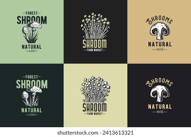 Mushroom set for organic, natural vegetarian food. Collection of autumn fungi, shroom mushroom picking for t-shirt print