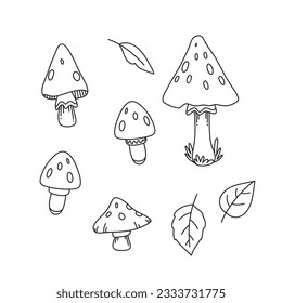 Mushroom set vector illustrations of fly agarics