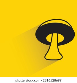 mushroom with shadow on yellow background