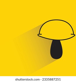 mushroom with shadow on yellow background