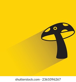 mushroom with shadow on yellow background