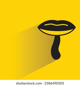 mushroom with shadow on yellow background