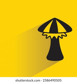 mushroom with shadow on yellow background