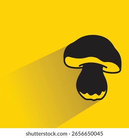mushroom with shadow on yellow background