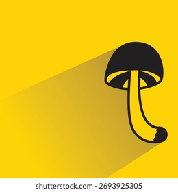 mushroom with shadow on yellow background