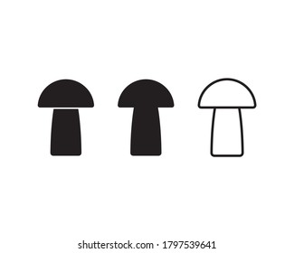 Mushroom shape icon. Champignon silhouette. Simple flat shape toadstool symbol and logo sign. Vector illustration image. Isolated on white background.