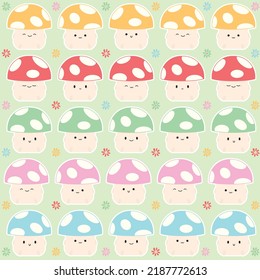 Mushroom Shrooms Character Cute Anime Happy Smile Smiling Daisy Floral Pattern Sticker