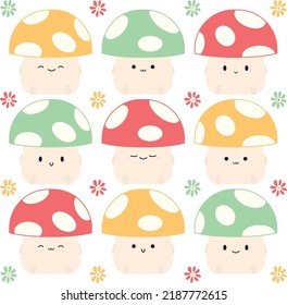 Mushroom Shrooms Character Cute Anime Happy Smile Smiling Daisy Floral Pattern Sticker