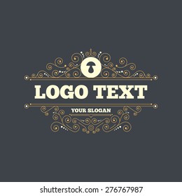 Mushroom sign icon. Boletus mushroom symbol. Flourishes calligraphic ornament. Vector
