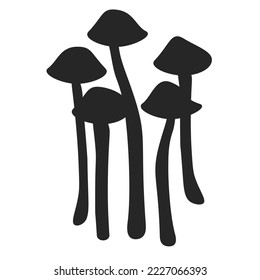Mushroom silhouete vector cartoon icon wallpaper illustration template design EPS