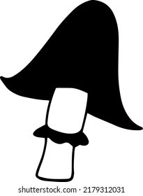 mushroom silhouette on white background, doodle illustration