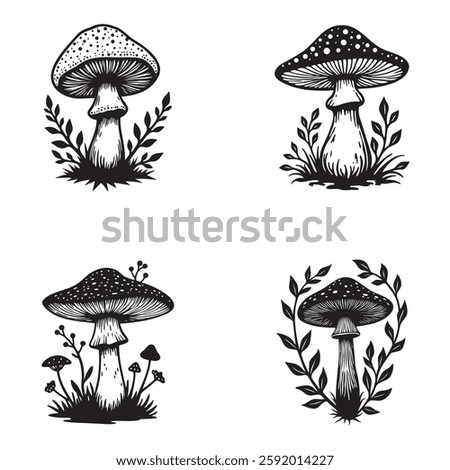 Mushroom Silhouette Vector Clipart  Design