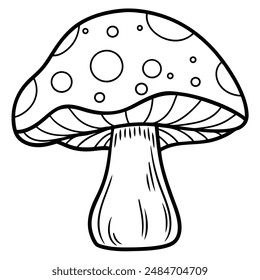 Mushroom Silhouette vector illustration black and white