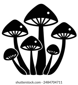 Mushroom Silhouette vector illustration black and white