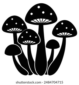 Mushroom Silhouette vector illustration black and white