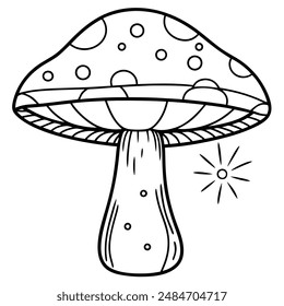 Mushroom Silhouette vector illustration black and white