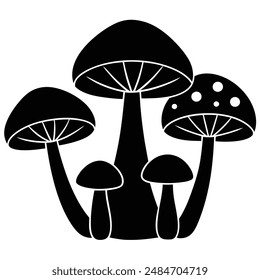 Mushroom Silhouette vector illustration black and white