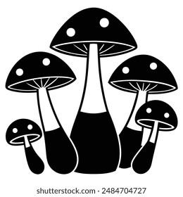 Mushroom Silhouette vector illustration black and white