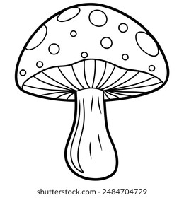 Mushroom Silhouette vector illustration black and white