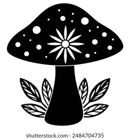 Mushroom Silhouette vector illustration black and white