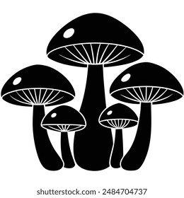 Mushroom Silhouette vector illustration black and white